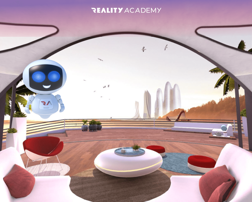 Interface du hub de l'application VR Reality Academy